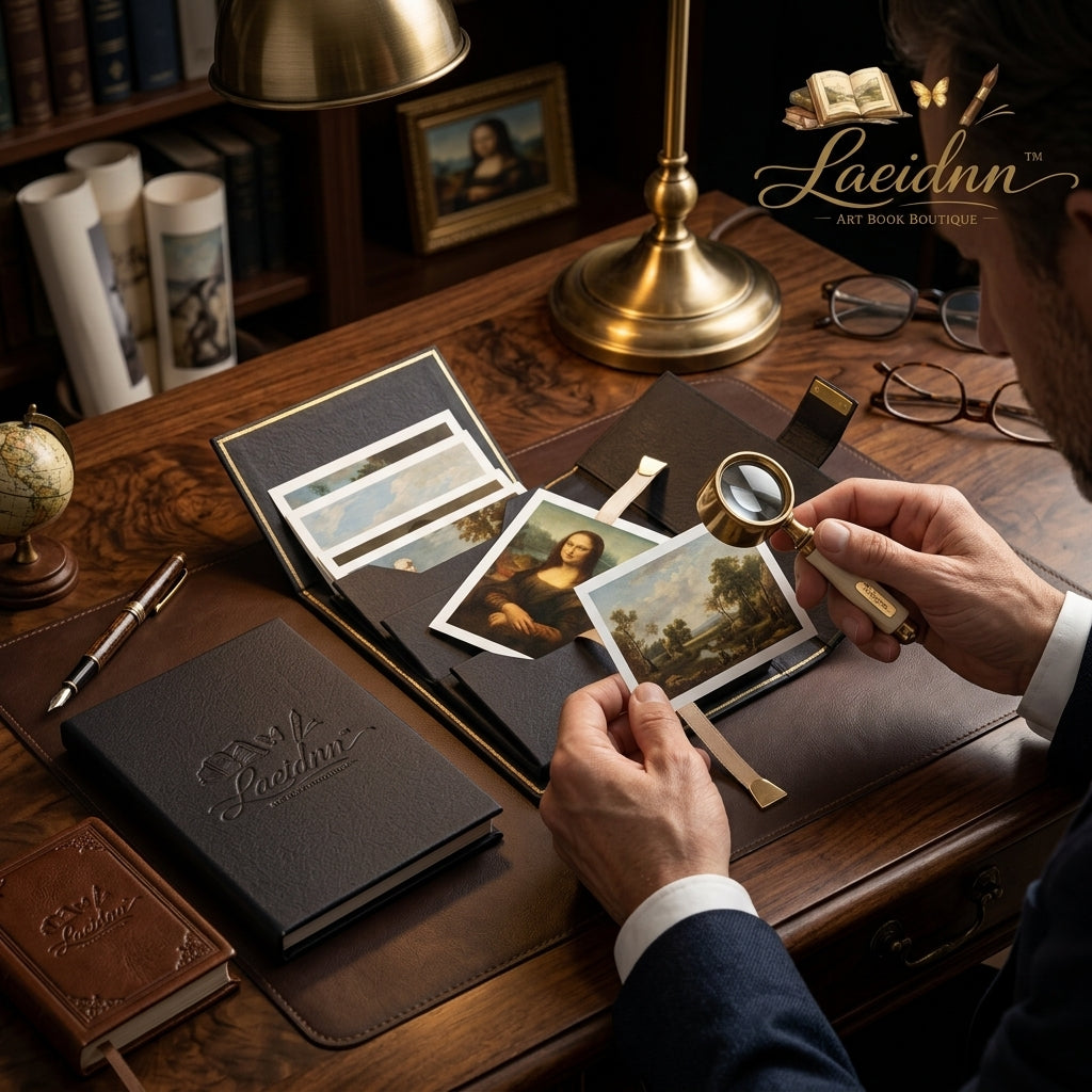 Laeidnn™ Micro-Exhibition Folio - 5x7 Mini Art Print Display Case & Keepsake Card Organizer | Premium Pocket Art Gallery Folder with Ribbon Pull-Tab | Gift for Art Lovers and Collectors