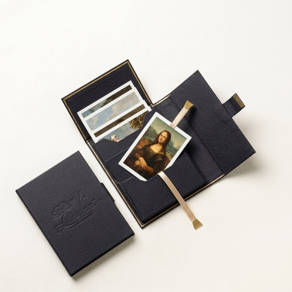 Laeidnn™ Micro-Exhibition Folio - 5x7 Mini Art Print Display Case & Keepsake Card Organizer | Premium Pocket Art Gallery Folder with Ribbon Pull-Tab | Gift for Art Lovers and Collectors
